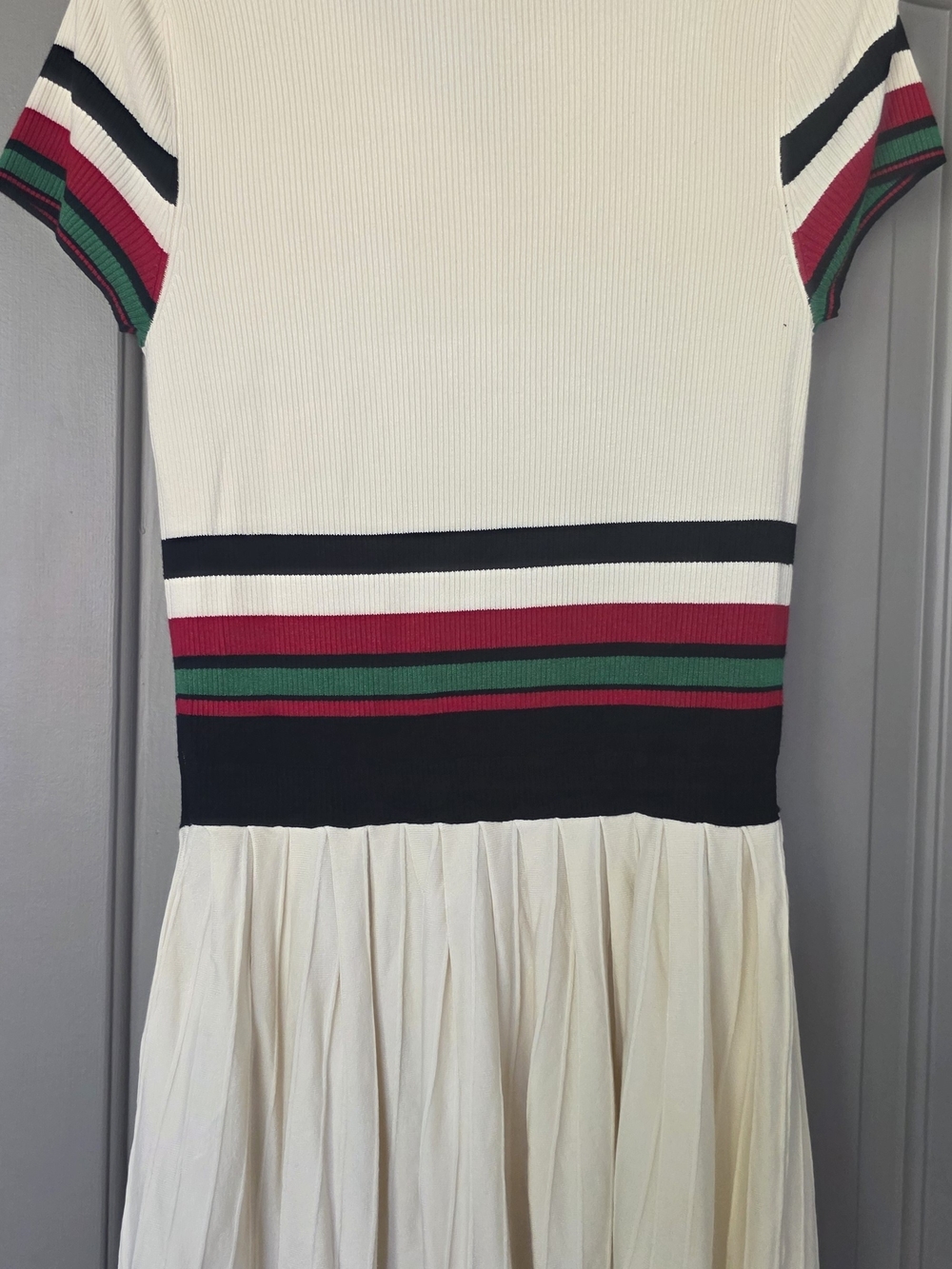 NWT Sporty Polo Dress with Black, Red & Green Stripe Accents